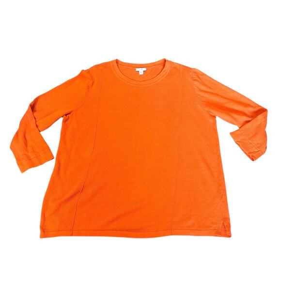 J. Jill Linen Orange Cotton ¾ Sleeve Tunic Top – Size L Tall CoastalGrandmother - Picture 2 of 7